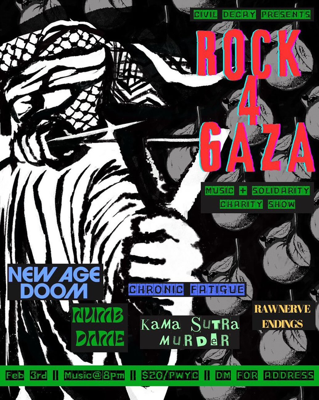 Poster — Rock4Gaza at The Spot — Feb 3